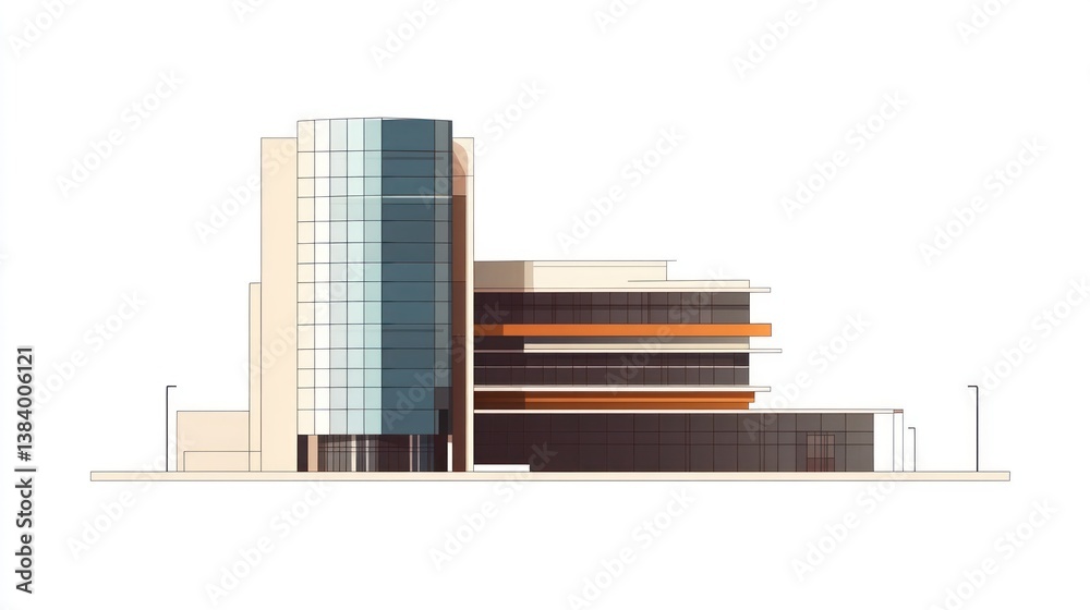 Modern office building architectural rendering (4) Modern office building architectural rendering (4)