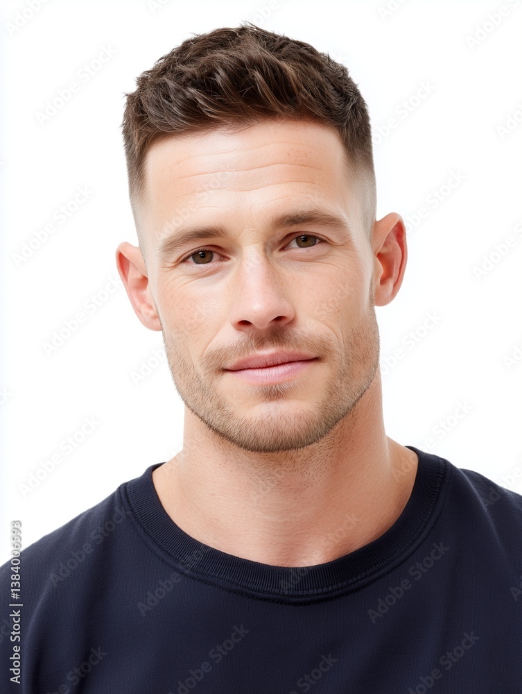 Obraz premium Caucasian man in his 30s with short crew cut and casual smile