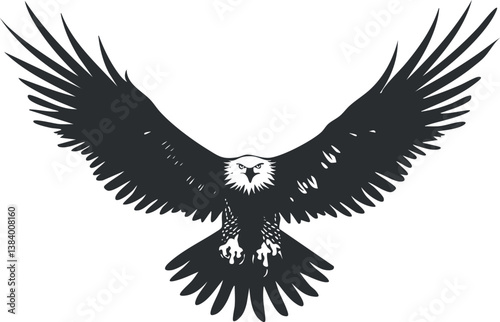Silhouette of an eagle with outstretched wings, symbolizing freedom and power in flight.