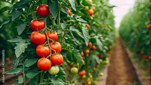 Tomato plant with ripe red fruit, lycopene content, vegetable garden, lycopene content
