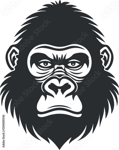 Wallpaper Mural Black and white illustration of a gorilla face with a bold and expressive design. Torontodigital.ca