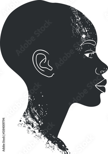 Silhouette of a woman's profile in abstract artistic style, featuring minimalist design elements.