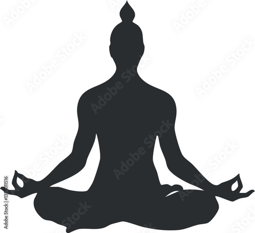 Silhouette of a person in a meditative yoga pose, symbolizing peace and mindfulness.