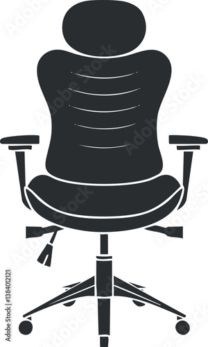 Black ergonomic office chair with adjustable features and wheels for mobility.