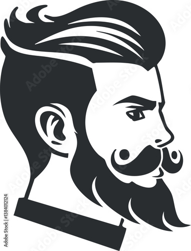 Silhouette of a bearded man with a styled mustache and modern hairstyle.