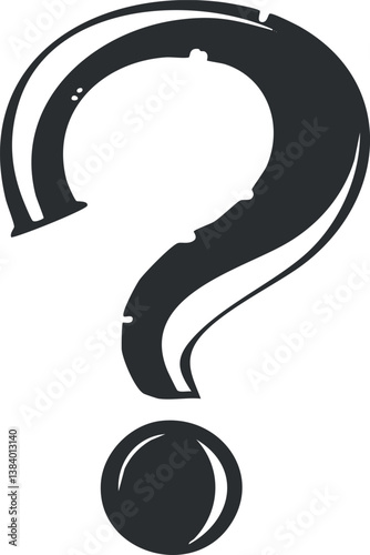 Black and white question mark icon symbolizing inquiry, uncertainty, and curiosity in a simple design.