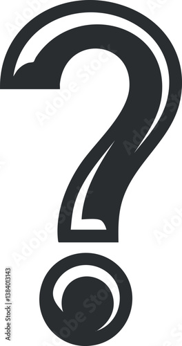 Black question mark symbol representing inquiry, uncertainty, and the concept of searching for answers.