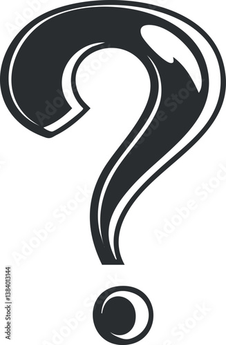 Black and white question mark symbol illustrating mystery and uncertainty in a minimalist design.