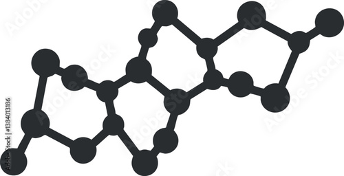 Illustration of a chemical molecule structure with connected atoms and bonds in black.