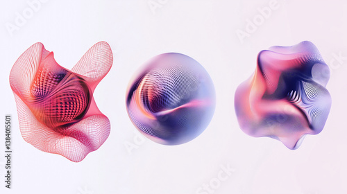A set of glitched and distorted spheres morphs organically, showcasing the concept of data visualization and generative computer art.