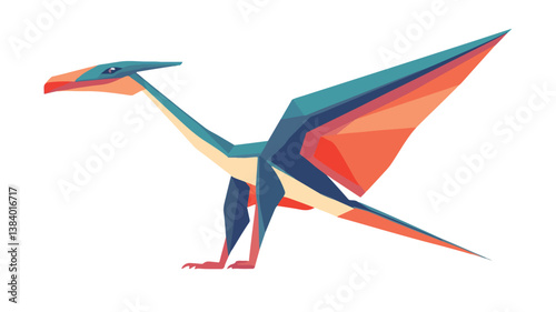 A Dinosaur Pteranodon Vector Illustration Isolated on White Background