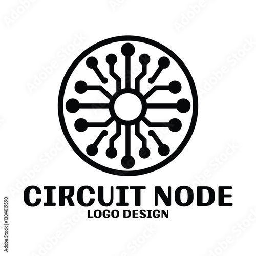 Circuit Node Vector Logo Design