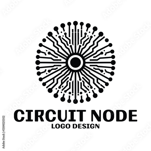 Circuit Node Vector Logo Design