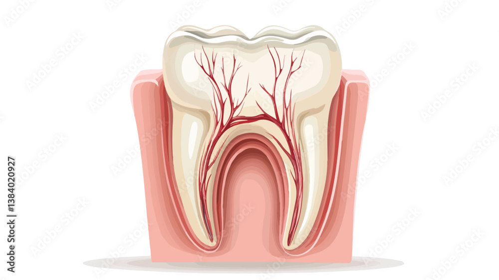 Dental Vector of Root Canal Treatment Vector Illustration Isolated on White Background Dental Vector of Root Canal Treatment Vector Illustration Isolated on White Background