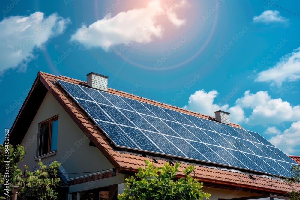 Fototapeta premium Solar panels on a house roof