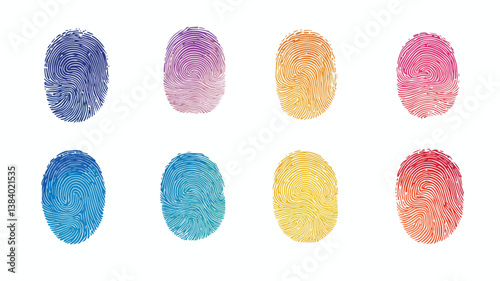 Set of fingerprint vector illustration on white background