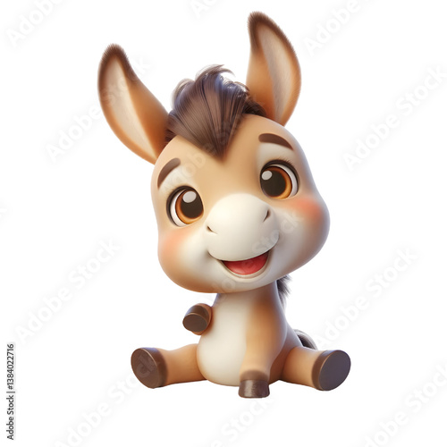 Cute 3d donkey isolated on white background