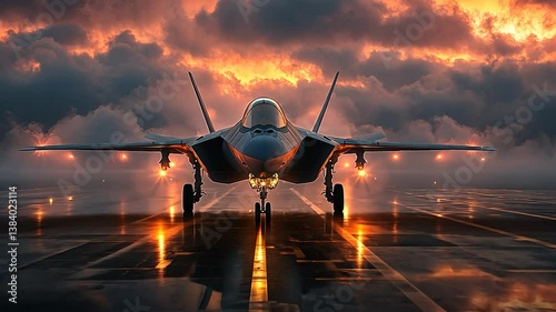 F-35 Lightning II Stealth Fighter Jet at Sunset