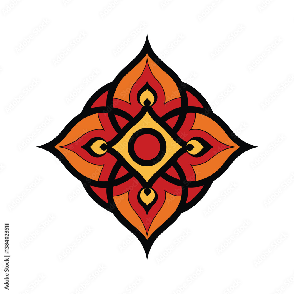 Obraz premium Red and yellow star vector illustration, a fiery tribal star shape design element