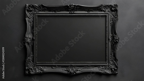 a black picture frame on a black wall