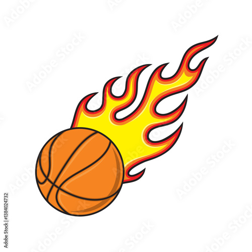 basketball with flames vector illustration flaming basketball design