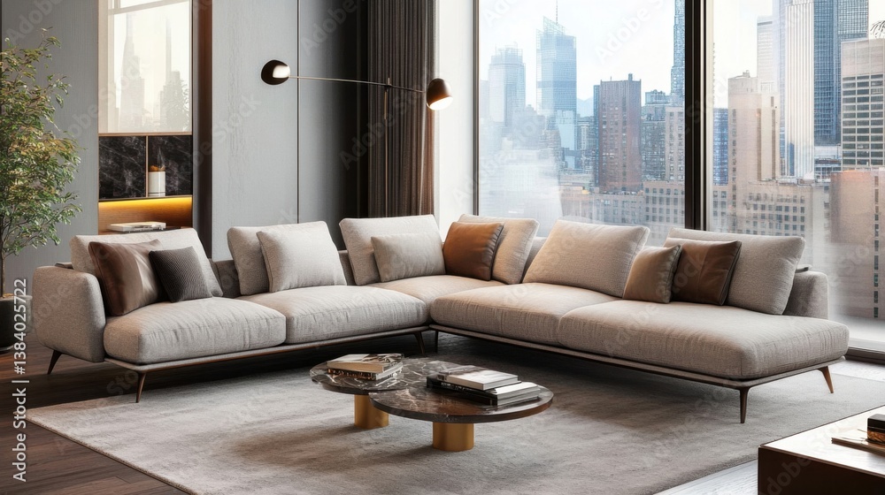 Obraz premium a living room with a couch and a coffee table
