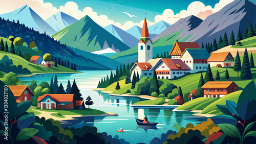 Beautiful lake in the Black Forest surrounded by lush greenery and quaint villages, Titisee, Germany, Black Forest, Lake