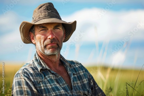 Portrait of a middle aged Caucasian male farmer in the field