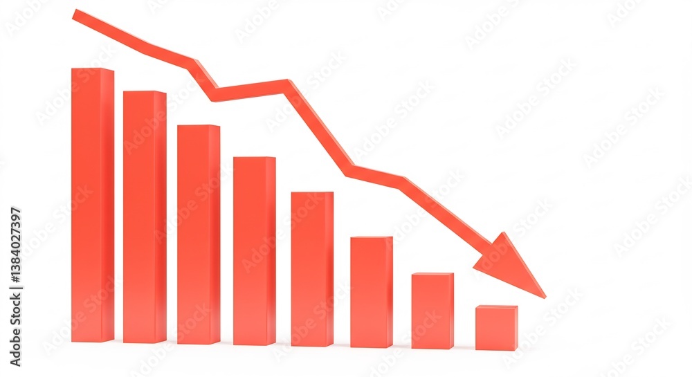 3D Render of a Red Bar Graph Showing a Sharp Decline in Business, Financial Loss, Economic Crisis, Market Crash 3D Render of a Red Bar Graph Showing a Sharp Decline in Business, Financial Loss, Economic Crisis, Market Crash