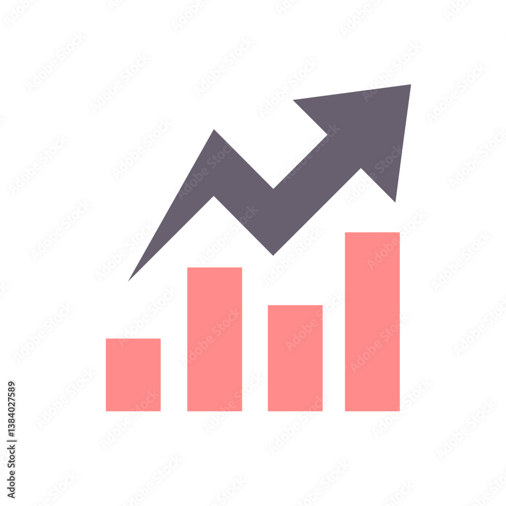 business graph icon- a bar chart with an arrow going up business graph icon- a bar chart with an arrow going up