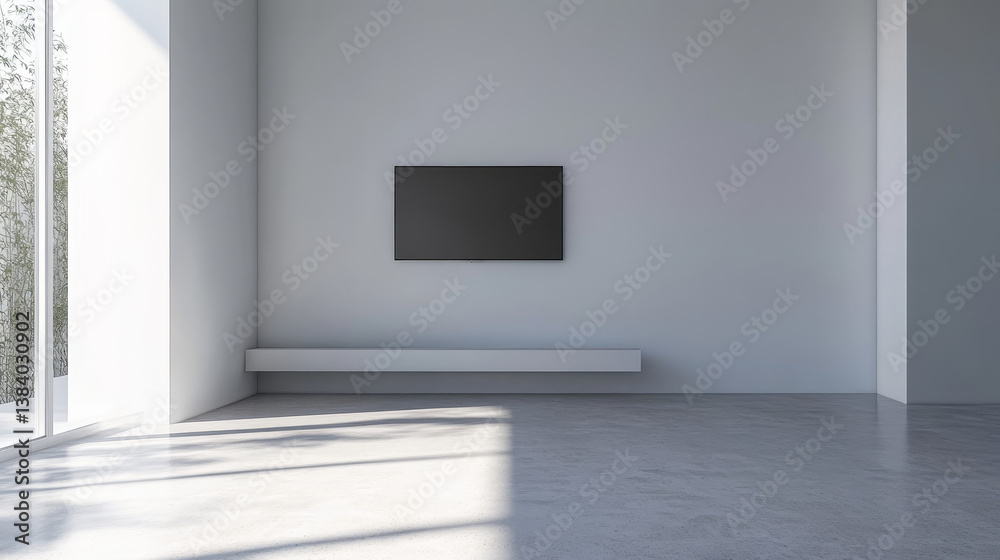 custom made wallpaper toronto digitalshelf tv in modern empty room,minimal design, 3d rendering