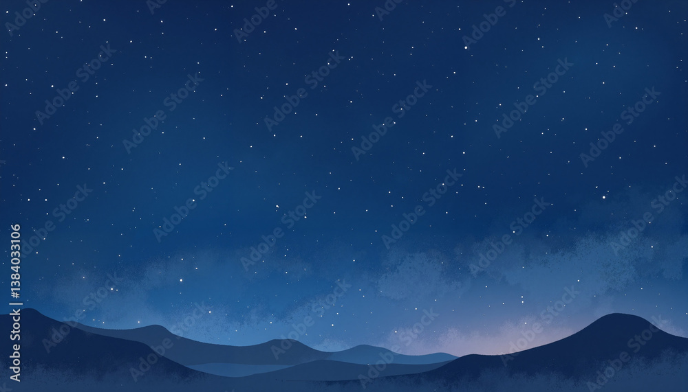 Fototapeta premium Starry night sky over silhouette mountains, tranquility and wonder