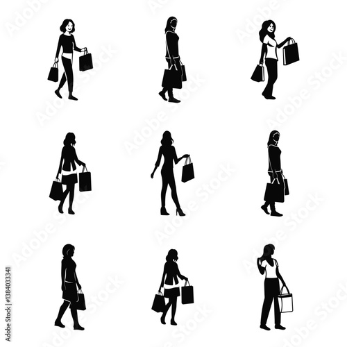 Woman with shoping beg Svg