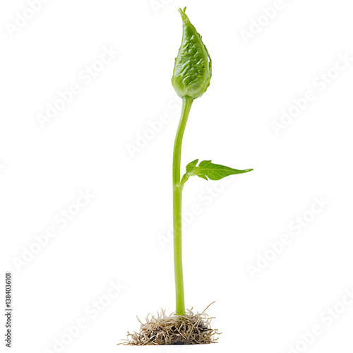 A Sprouting Green Bean Plant Isolated on Transparent Background