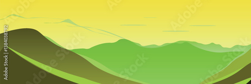 Abstract desert natural landscape. Sunset over the sand of the dune hills. Vector illustration