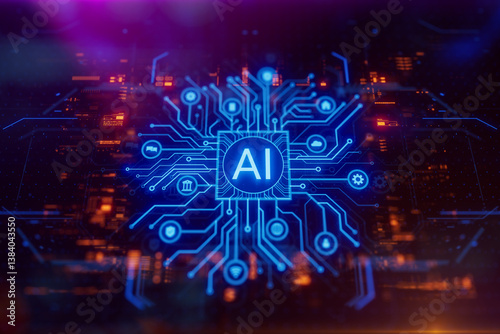 Artificial intelligence and machine learning concept. Abstract technology background.