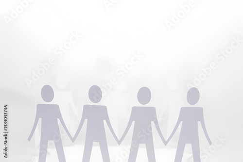 teamwork and family, simplicity and minimalist, abstract paper cut style, empty copy space
