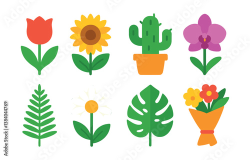Colorful garden. plant icons + essential flora collection. Vector icons