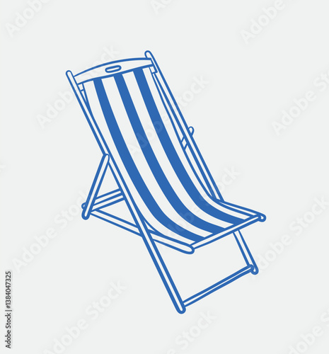 Hand-drawn deck chair Illustration. Line art, ink, minimalist style. Vector illustration. Summer collection.