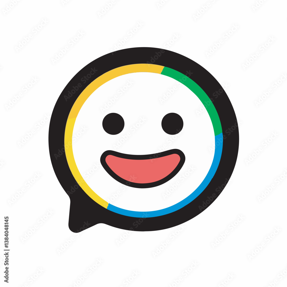 Fototapeta premium Smiling emoticon displays happiness within digital message chat