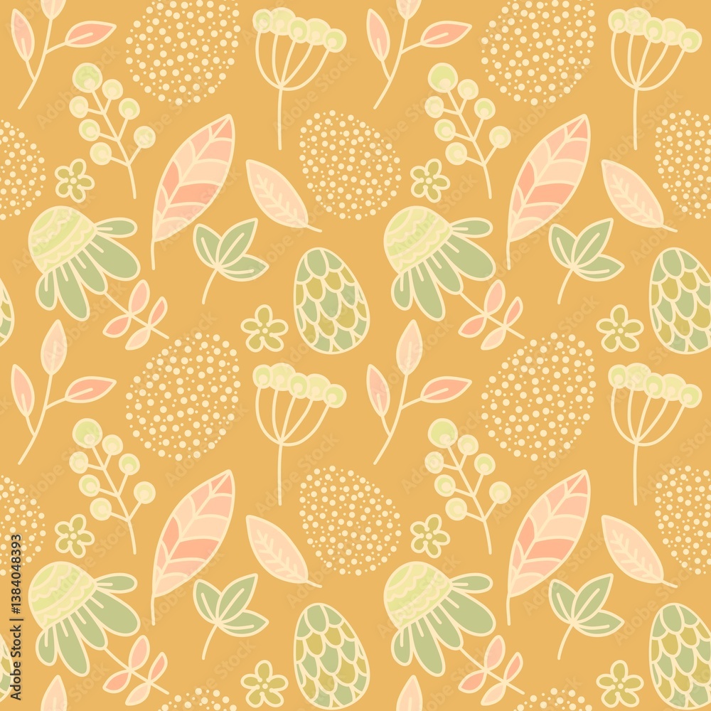 Easter eggs seamless spring pattern for wrapping paper and fabrics