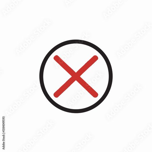 Red cross symbol appears center circle outline isolated white