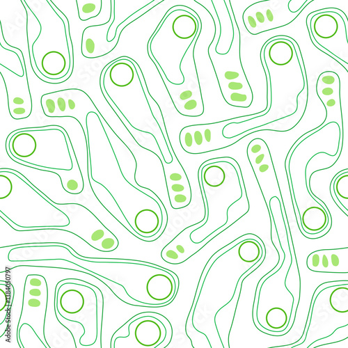 Golf course layout seamless pattern. Top view of vector map outline blueprint