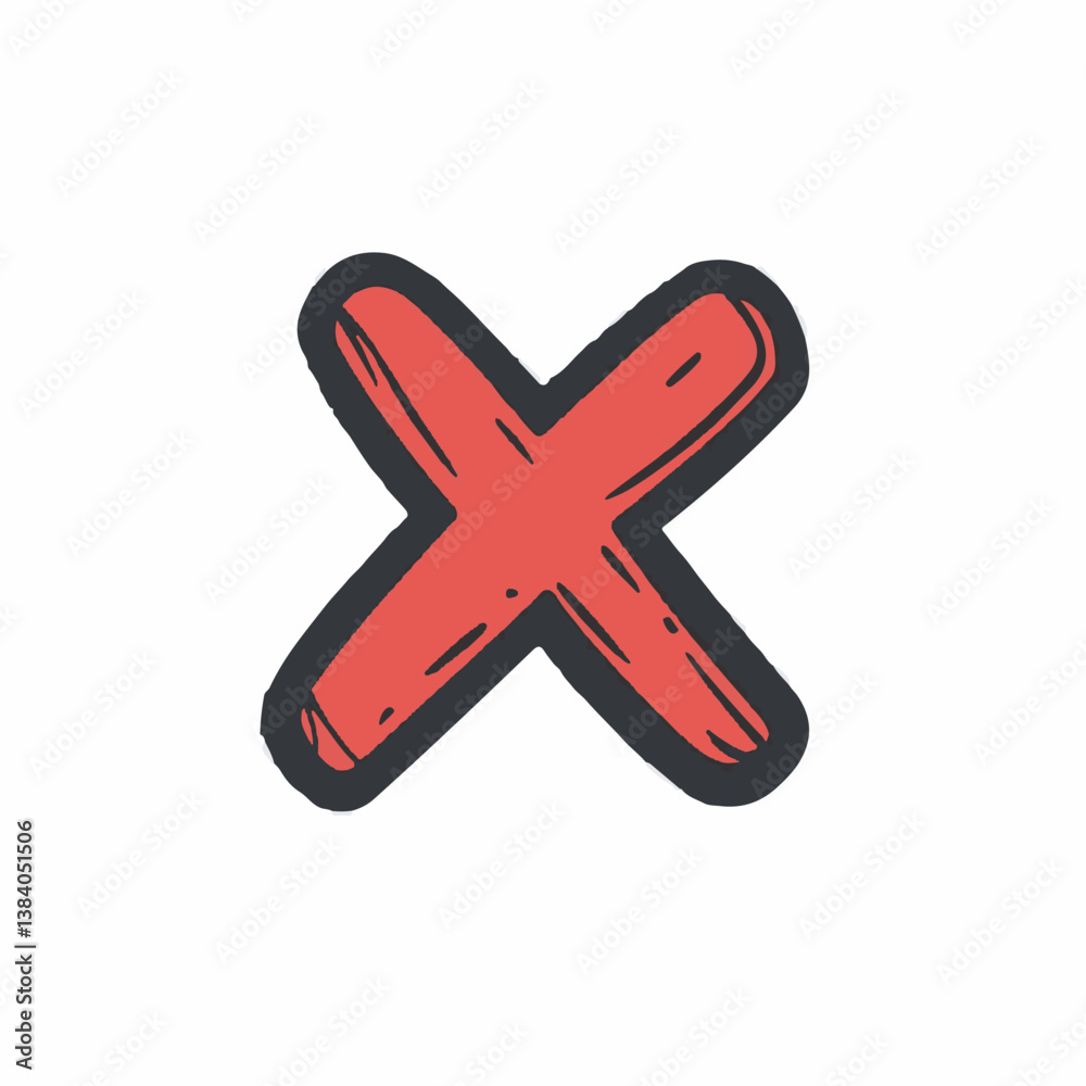 Obraz premium Red cross rejects error isolated simple artwork background
