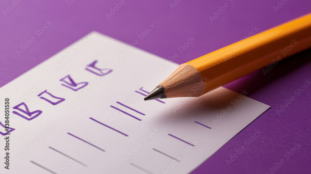 3D Notes with Check mark. Completed task list or checklist. Paper document or report with pencil. Business time concept. Task management. Cartoon icon isolated on purple background. 3D Rendering 3D Notes with Check mark. Completed task list or checklist. Paper document or report with pencil. Business time concept. Task management. Cartoon icon isolated on purple background. 3D Rendering