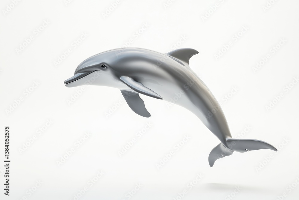 Fototapeta premium A sleek, silver dolphin leaps gracefully through the air, a captivating marine mammal.