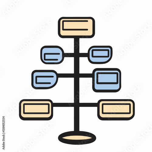 Hierarchical chart displays structure in flowchart design on white
