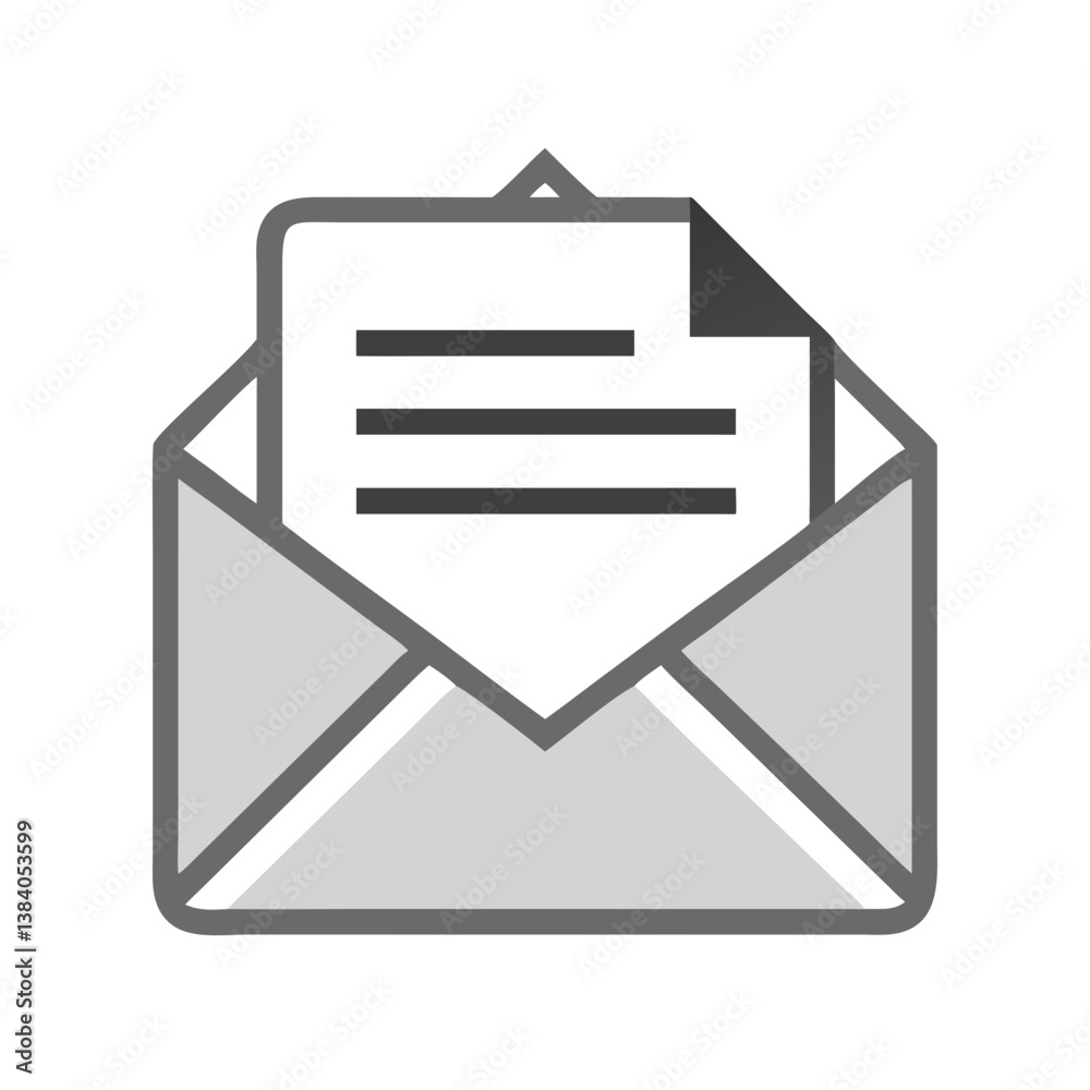 Envelope with Paper Icon for Letters Envelope with Paper Icon for Letters