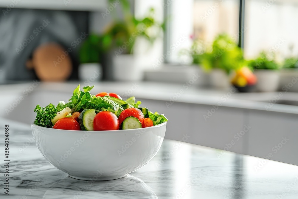 A Fresh Healthy Salad Prepared and Ready to be Enjoyed in Kitchen A Fresh Healthy Salad Prepared and Ready to be Enjoyed in Kitchen