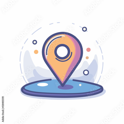 Icon locator displays destination in abstract location scene graphic